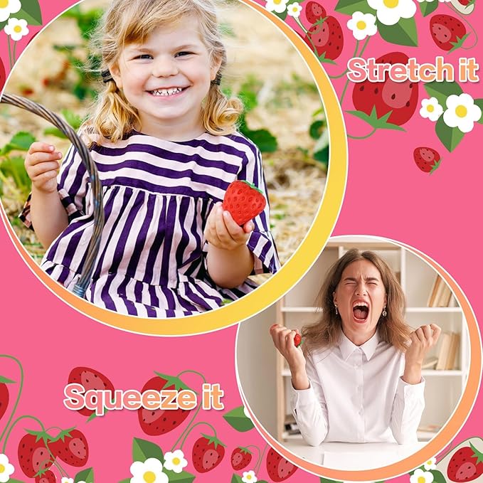 Anboor Strawberry Squishies Toy Simulation Strawberry Stress Balls Fruit Sensory Toys for Anxiety Relief