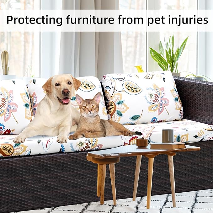 8Pcs Stretch Patio Cushion Covers,Outdoor Couch Covers Replacement,Outdoor Couch & Sofa Slipcovers,for Patio Furniture Cushion Covers,Washable Reusable Furniture Protector (Vivid, Cover Only)