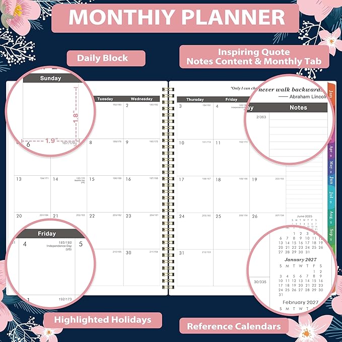 2025-2028 Monthly Planner - July 2025 - June 2028, 3 Year Monthly Planner, Monthly Calendar, 9" x 11", Notes Pages, Inner Pocket, 36 Monthly Tabs