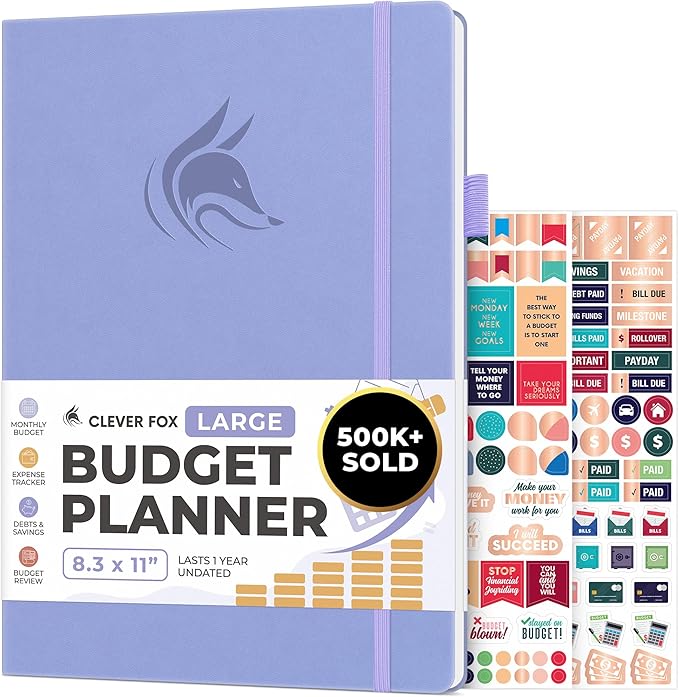 Clever Fox Budget Planner Large – Expense Tracker Notebook. Monthly Budgeting & Bill Organizer, Finance Logbook & Accounts Book, A4 (Lavender)