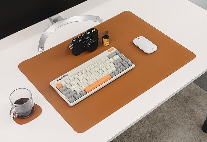 Dual-Sided Leather Desk Pad,Blotter for Laptop Computer,Mouse Pad,Writing,Drawing,Arts and Craft Mat (17"x24", Brown/Dark Brown)