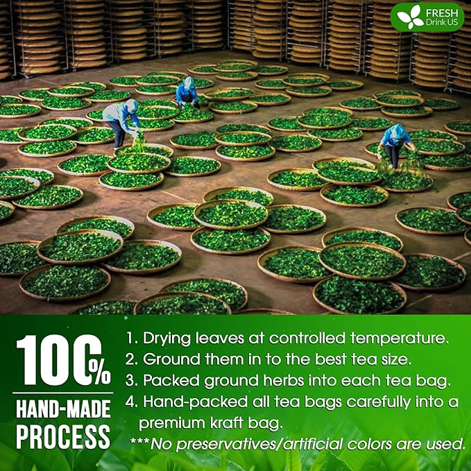 FreshDrinkUS, Premium Tulsi Peppermint Herbal Tea – 135 Tea Bags, 100% Natural, Blend of Tulsi Holy Basil Leaves, and Peppermint Leaves. Made with Natural Material Tea Bags. No Sugar, Vegan.