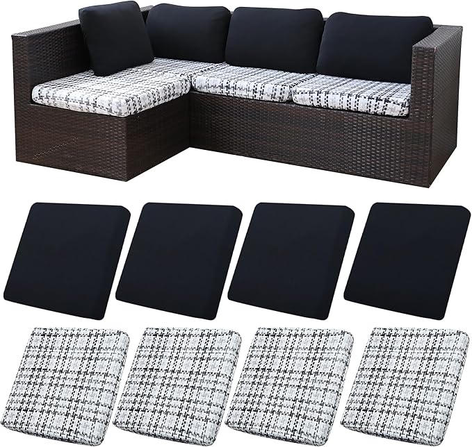 8Pcs Stretch Patio Cushion Covers, Outdoor Couch Covers Replacement,Outdoor Couch & Sofa Slipcovers,for Patio Furniture Cushion Covers,Washable Reusable urniture Protector (Print,Cover Only)