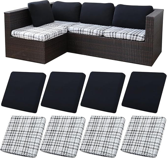 8Pcs Stretch Patio Cushion Covers, Outdoor Couch Covers Replacement,Outdoor Couch & Sofa Slipcovers,for Patio Furniture Cushion Covers,Washable Reusable urniture Protector (Print,Cover Only)