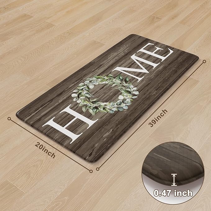 KIMODE Anti Fatigue Kitchen Mats for Floor Non Slip,Farmhouse Spring Kitchen Rugs Waterproof,Cushioned Memory Foam Carpet for Sink Laundry Office Home Doorway,20"x39",Brown