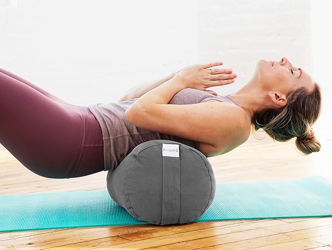 Sol Living Yoga Bolster Pillow for Restorative Meditation - 100% Cotton Cylindrical Cushion with Washable Cover for Balance Support in Asana Poses