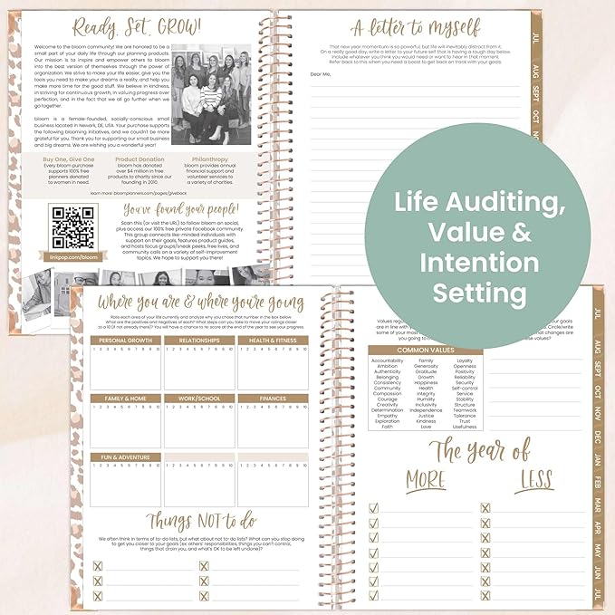 bloom daily planners HARDCOVER 2025-2026 (8.5" x 11") Academic Year Day Planner (July 2025 - July 2026) - Task Goal Organizer - Monthly & Weekly Inspirational Agenda Book - Tan Leopard