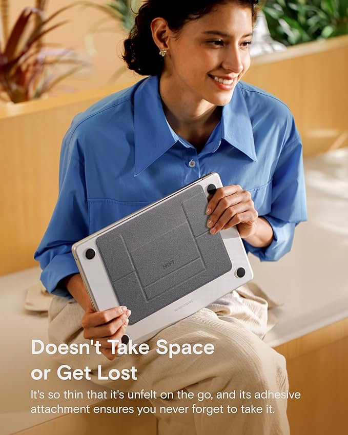 MOFT Laptop Stand for Desk, Adhesive MacBook Computer Stand with 2 Adjustable Viewing Angles, Foldable and Portable Laptop Riser Compatible with 11"-16" Laptops, Starry Grey(Adhesive Version)