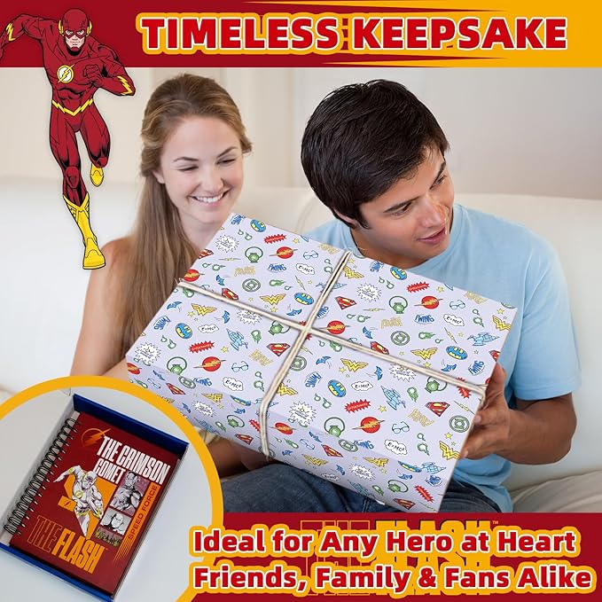 Hardcover Spiral Notebook Journal with 12 Dividers Tabs Weekly & Monthly Planner Productivity Journal Superhero Theme Leather Organizer for Work School Adults Teens and Professionals (FLA-RED)