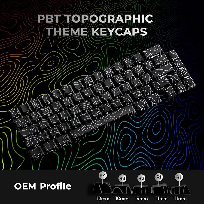 RK ROYAL KLUDGE R65 Wireless Mechanical Keyboard with Volume Knob, 60% Gaming Keyboard Topographic, Tri-Mode 2.4Ghz/USB-C/BT, Gasket Mount, QMK/VIA, PBT Keycaps, Hot Swappable Cream Switch, Black