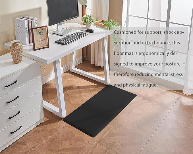 Anti Fatigue Kitchen Rugs Kitchen Mats for Floor,Cushioned Non-Slip Waterproof Ergonomic Comfort Runner Rug Standing Mat for Kitchen,Doing Dishes,Floor,Home,Office,Laundry,Black,17.3"x39"