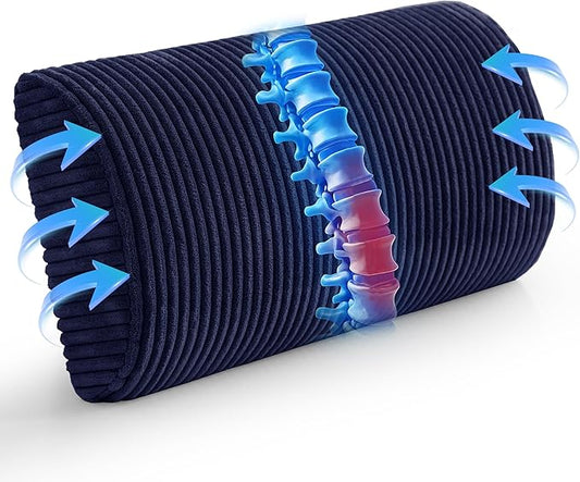 HIGOGOGO Lumbar Support Pillow for Recliner Chair/Accent Chair/Couch, Memory Foam Back Support Cushion for Elderly, Recliner Cushions for Back Rest, Pain Relief, Reading, Washable Cover, Navy