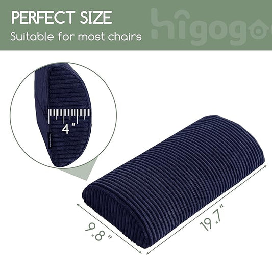 HIGOGOGO Lumbar Support Pillow for Recliner Chair/Accent Chair/Couch, Memory Foam Back Support Cushion for Elderly, Recliner Cushions for Back Rest, Pain Relief, Reading, Washable Cover, Navy