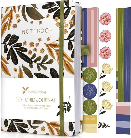 Dotted Journal – 160gsm Bleed Proof Thick White Paper – 200 Numbered Dot Grid Pages – 5.8 x 8.3 inch Dotted Notebook