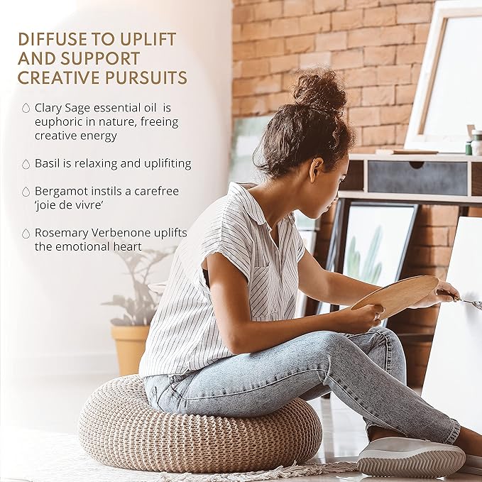 Inspire Essential Oil Kit – Clary Sage, Basil, Bergamot, and Rosemary Verbenone – Organic & Wildcrafted – ISO Certified – No Synthetic Fillers – Ethically Sourced