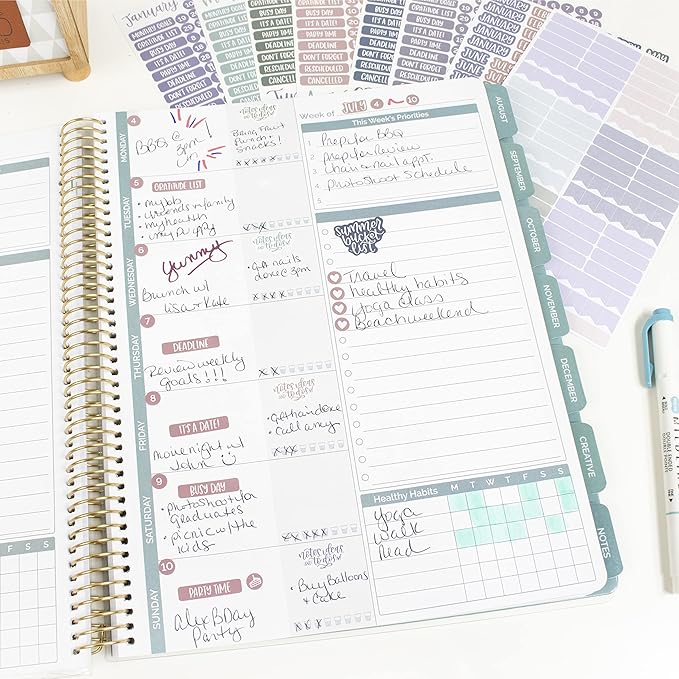 bloom daily planners Calendar Essentials Planner Stickers - Color Coordinating Monthly Headings, Dates, Icons, Etc. - 8 Sheets, 1629 Stickers Per Pack! - Jewel Tones