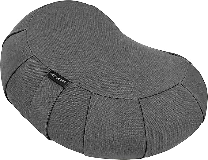 Retrospec Sedona Zafu Meditation Cushion With Buckwheat Hull Fill - Adjustable Yoga & Pilates Support Pillow - 17in Crescent Cotton Cover With Handle