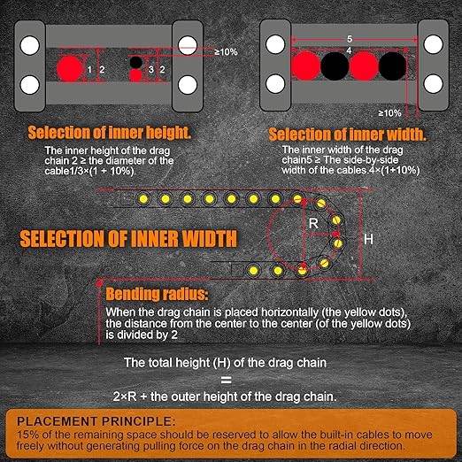 10 x 20mm (Inner H x W) R18 Bridge Type Drag Chain Cable Wire Carrier Protection Chain 39.3inch/1M for 3D Printer and CNC Router Mill,Black Plastic Nylon（Outer Side openable）