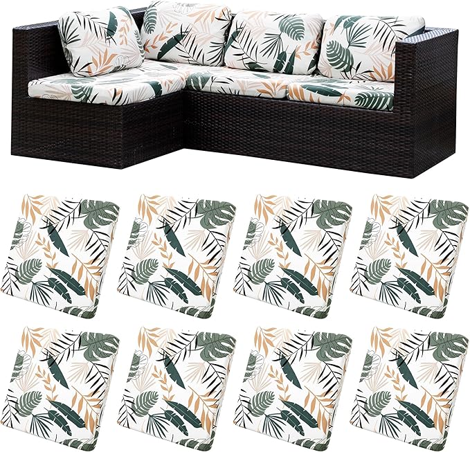 8Pcs Stretch Patio Cushion Covers,Outdoor Couch Covers Replacement,Outdoor Couch & Sofa Slipcovers,for Patio Furniture Cushion Covers,Washable Reusable Furniture Protector(coconut trees,Cover Only)