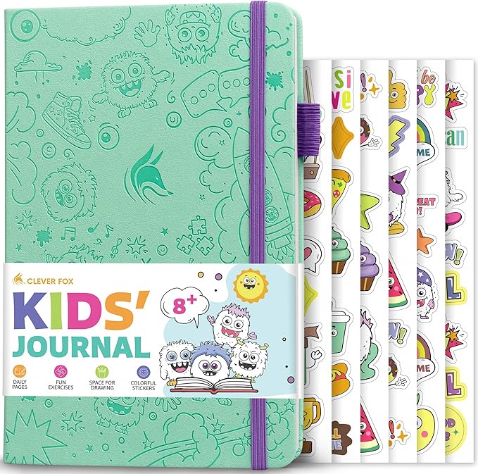 Clever Fox Kids’ Journal – Daily Feelings & Gratitude Notebook for 8+ Children – Child’s Planner & Mood Tracker for Journaling & Writing (Mint Green)
