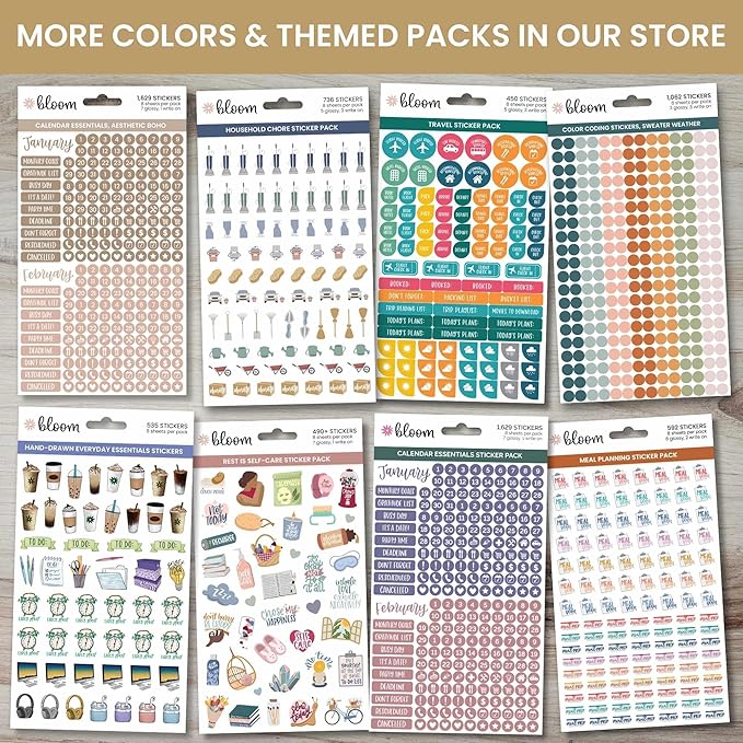 bloom daily planners Color Coding Planner Stickers - Muted Neutrals 1/4" Minimalist Dot Labels - Six Sheets, 1000+ Stickers Per Pack! - Aesthetic Boho