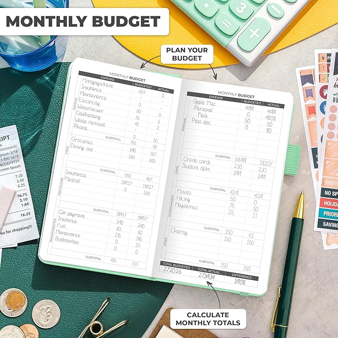Clever Fox Budget Planner Pocket – Mini Expense Tracker Notebook. Monthly Budgeting Organizer, Finance Logbook & Accounts Book, Small (Mint Green)