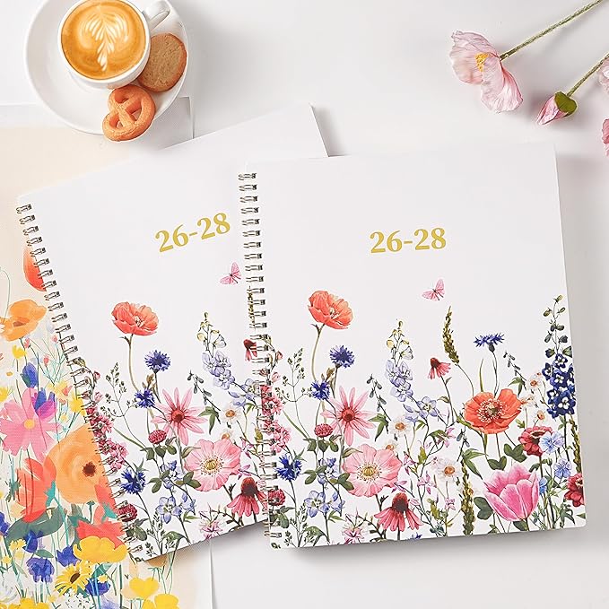 2026-2028 Monthly Planner- 3 Year Planner 2026-2028, Jan. 2026 - Dec. 2028, 3 Year Calendar 2026-2027-2028 monthly planner, 9" x 11", 36 Month Calendar with Colourful Tabs + Back Pocket - Flowers