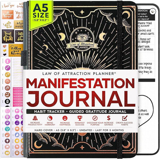 Law of Attraction Life & Goal Planner - A 90 Day Journey Creating Your Dream Life - Personal Gratitude Journal, Week Success Planner, Vision Board & Organizer + Planner Stickers, Undated