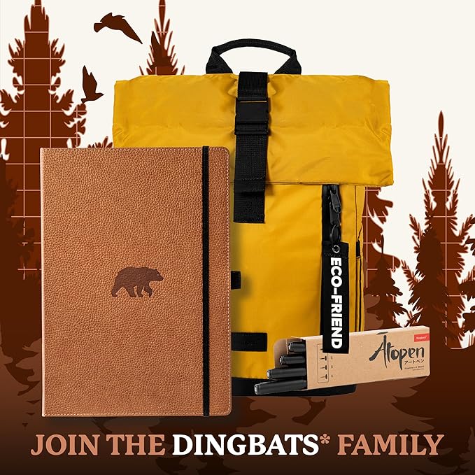 Dingbats* - Wildlife A4 Blank Notebook - Extra Large Hardcover PU Leather Journal - for Work, Travel - Pocket, Elastic Closure, Pen Holder, Bookmark