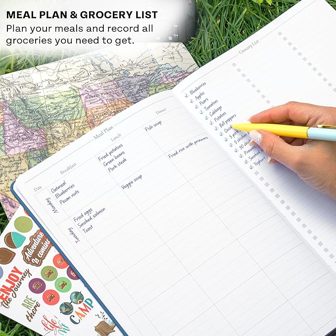 Legend Camping Journal – Hardcover Camper & RV Trip Planner – Notebook to Plan Travel & Camp Adventures with Packing Checklist, Meal Plan & Camping Bucket List – 30 Trips, 7" x 10" (Smoke Blue)