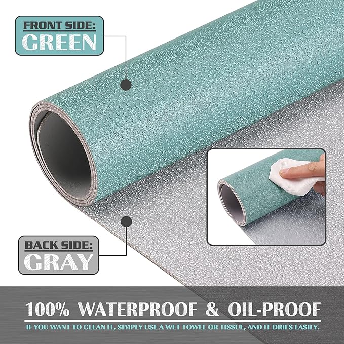 K KNODEL Large Office Leather Desk Mat, Mouse and Keyboard Pad, Computer and Laptop Mat, Desktop Protector and Cover, Writing Pad and Blotter (47.2"x23.6", Green)