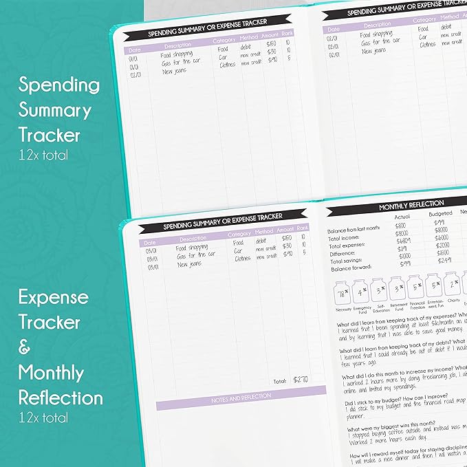 Financial Planner - Monthly Budget Planner & Monthly Bill Organizer | A 12-Month Journey to Financial Freedom | Bill Payment Tracker Organizer, Debt, Expense Tracker & Money Saving with Pockets