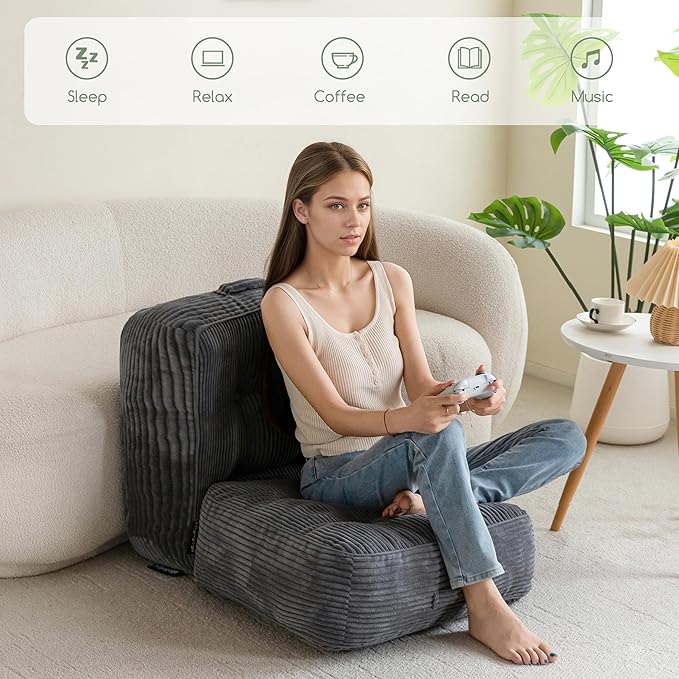 8" Washable Floor Pillow Cushion for Adults, Meditation Cushion Pillow, Large Square Floor Sitting, Removable Tufted Corduroy Cover, for Tatami Living Room or Yoga, 22x22 Inch, 2Pack, Machine Washable