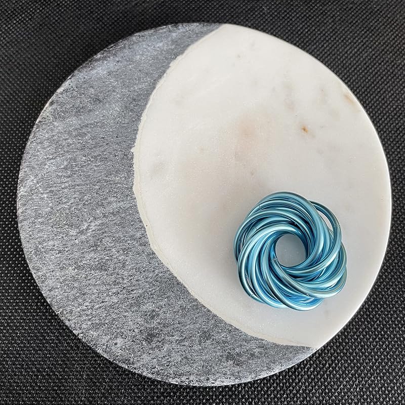 Möbii Fidget Ball (Solid Color): Quiet Mobius ADHD Anxiety Stim Stress Relief Toy Tool for Home Travel Office or Desk (Medium, Half, Crystal Blue)