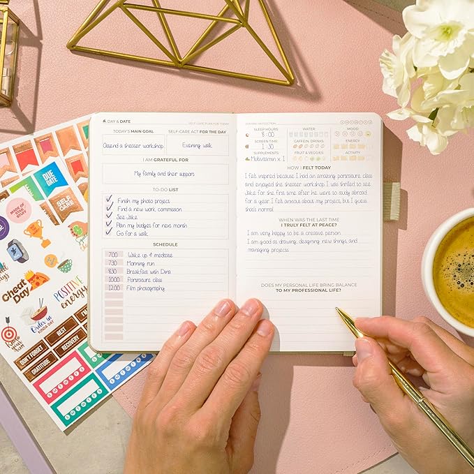 Clever Fox Self-Care Journal Pocket – Daily Reflection Notebook – Mental Health & Personal Development Planner, Meditation & Mood Log (Seashell)