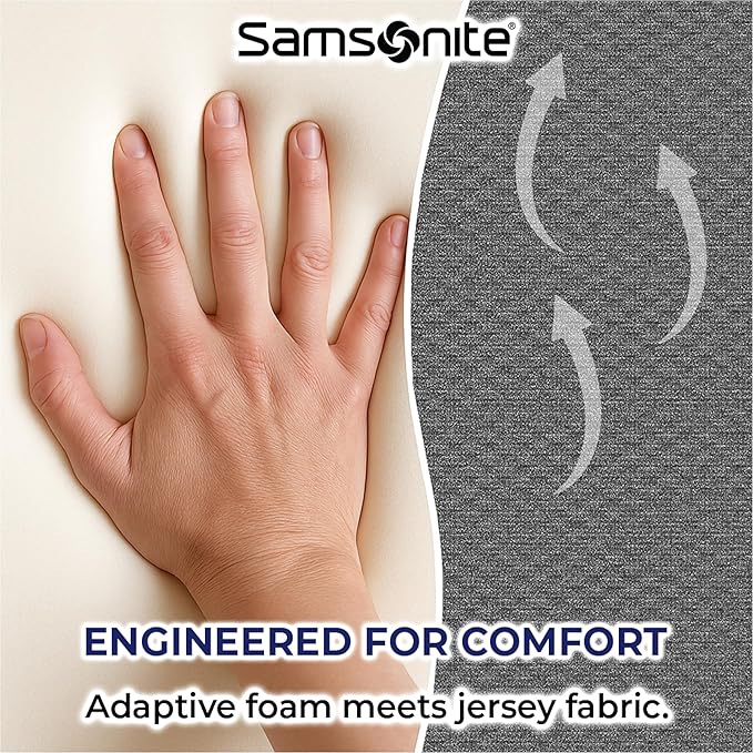 Samsonite Ergonomic Lumbar Support Pillow for Office Chair and Car Seat - Memory Foam Back Support Lumbar Pillow Premium Cushion Chair Support for Lower Back Pain Relief and Versatile Use (Charcoal)