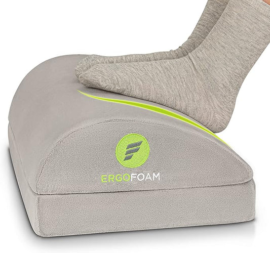 ErgoFoam Foot Rest - Chiropractor-Endorsed Orthopedic Teardrop Design - 2in1 Adjustable Premium Under Desk Footrest - Ergonomic Foot Rest for Lumbar, Back, Knee Pain (Grey)