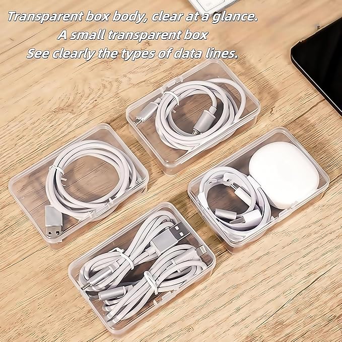 11 Box Cable Organizer Storage Box, Desktop Cable Management with Switch, Power Cord Organizer for Office,Home,Desk Accessories Storage Stationery Supplies and Accessories（Clear） (11 Box)