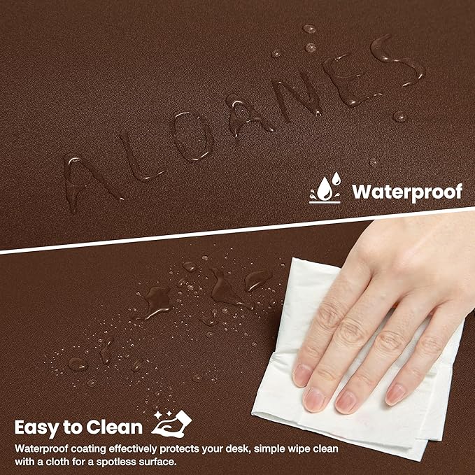 ALOANES Waterproof Mouse Pad with Durable Stitched Edge, Large Gaming Keyboard Pad, Non-Slip Rubber Base Mouse Mat, Extended Desk pad for Gamer, Office & Home, Brown Mousepad 27.6''x11.8''x0.12''