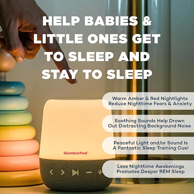 SlumberPod SlumberCalm 2-in-1 Sound Machine with Light for Kids | Baby Sleep Soother | White Noise Machine Baby | Nature Sounds | 8 Night Light Colors | Sound Machine | Rechargeable