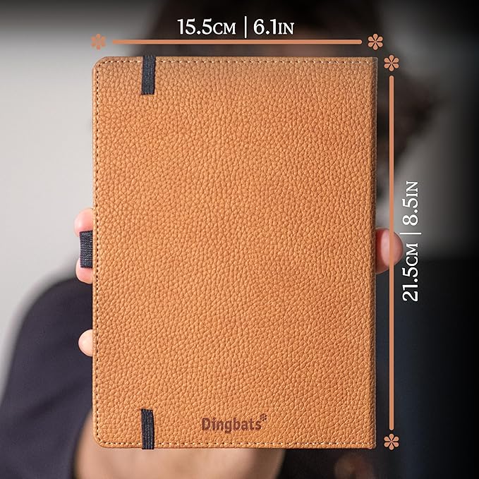 Dingbats* Wildlife Dotted Writing Journal Notebook A5 - Vegan Leather Hardcover - Ideal for Work, Travel - Pocket, Elastic Closure, & Bookmark