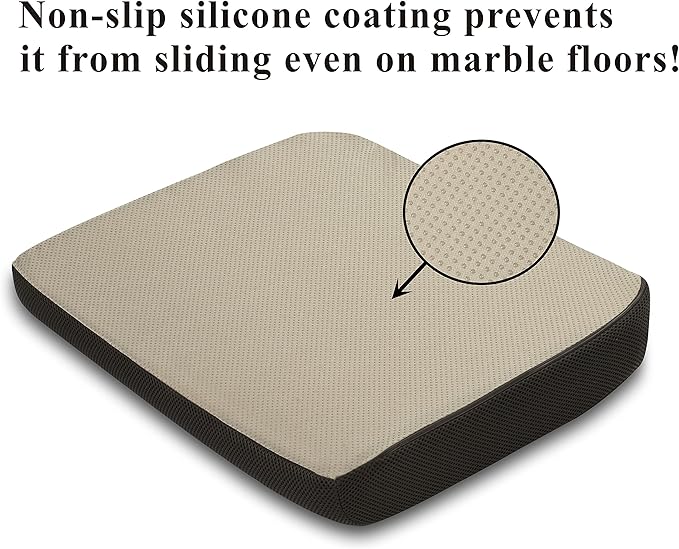 Extra-Large Memory Foam Seat Cushion – Perfect for Office Chair and Wheelchair – Does Not Slip Even on Smooth Marble Floors – Washable & Breathable Cover – Relieves Back Pain – 19”x17”x3”