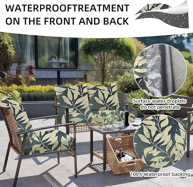 8Pcs Outdoor Cushions Covers Waterproof, Patio Cushion Covers, Stretch Cushion Covers Replacement,Cushion Slipcovers, Furniture Cushion Covers (Black Fantasy, 8PCS-Print)