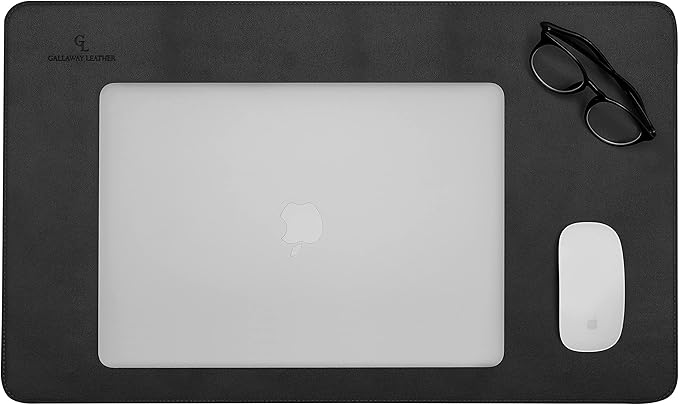 Gallaway Leather Desk Pad – 25 x 17 inch - Desk Mat Home Office Desk Accessories Desktop Protector XXL Mouse Pad Writing Desk Blotter - Black - Medium