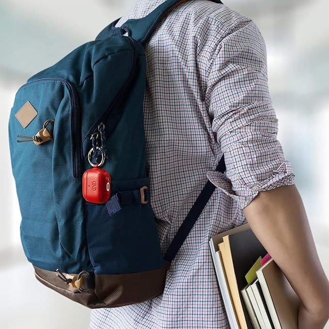 Dreem Om Case Cover with Keychain Clip Compatible with AirPods 4 for Apple AirPods 4th Generation, Vegan Leather AirPod Case for Men & Women, Luxury Earbuds Accessory for iPhone - Red