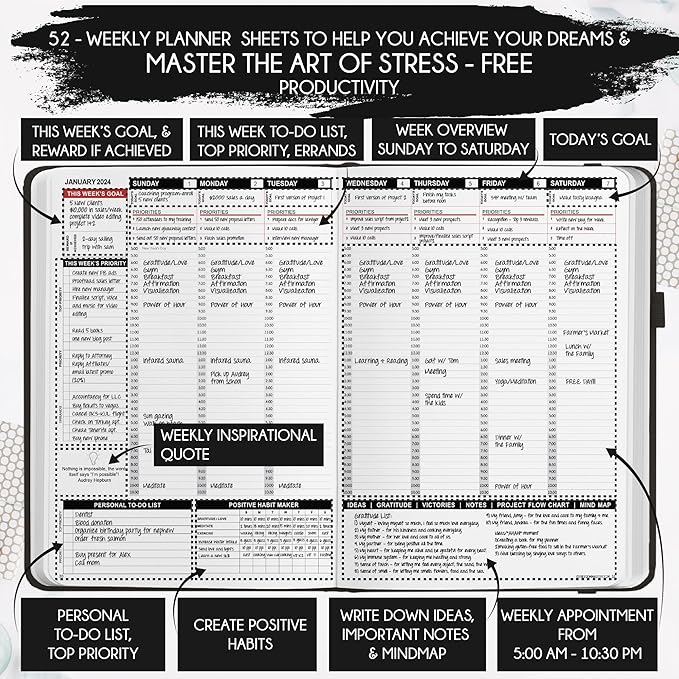 2026 Planner Weekly and Monthly | Law of Attraction Planner with Panduo App | A 12 Month Journey for Productivity, Gratitude & Goal Setting | Includes Foldable Vision Board, Gift Box & Stickers