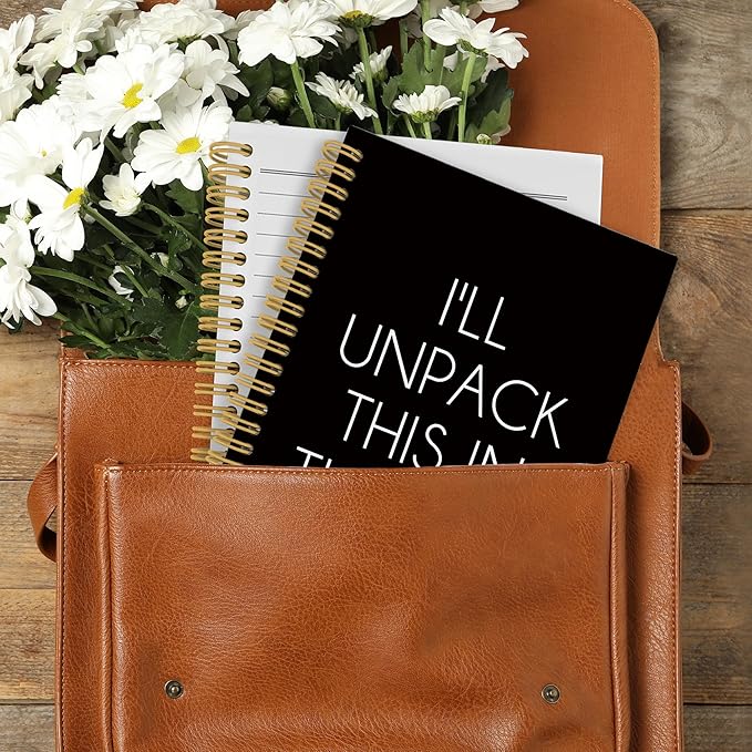 CUANFDDSF Mental Health Notebook, Therapy Journal Notebooks for Women, Mental Health Gifts,Writing Pads， I'll Unpack This in Therapy Later Hardcover Spiral Notebook 5.5x8.3 Inch