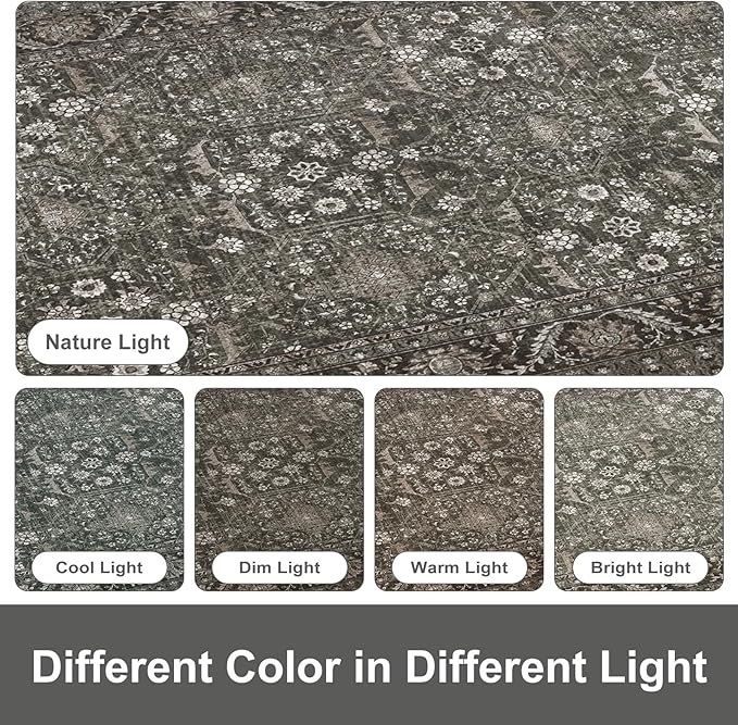 KIMODE Anti Fatigue Kitchen Mats for Floor, 20"x71" Boho Oriental Kitchen Rug, Non Slip Waterproof Kitchen Floor Mats, Memory Foam Kitchen Mat for Sink Laundry Office Desk Green/Grey