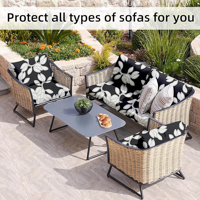 8Pcs Stretch Patio Cushion Covers,Outdoor Couch Cover Replacement,Outdoor Couch & Sofa Slipcovers,for Patio Furniture Cushion Cover,Washable Reusable Furniture Protector (Print,Cover Only)