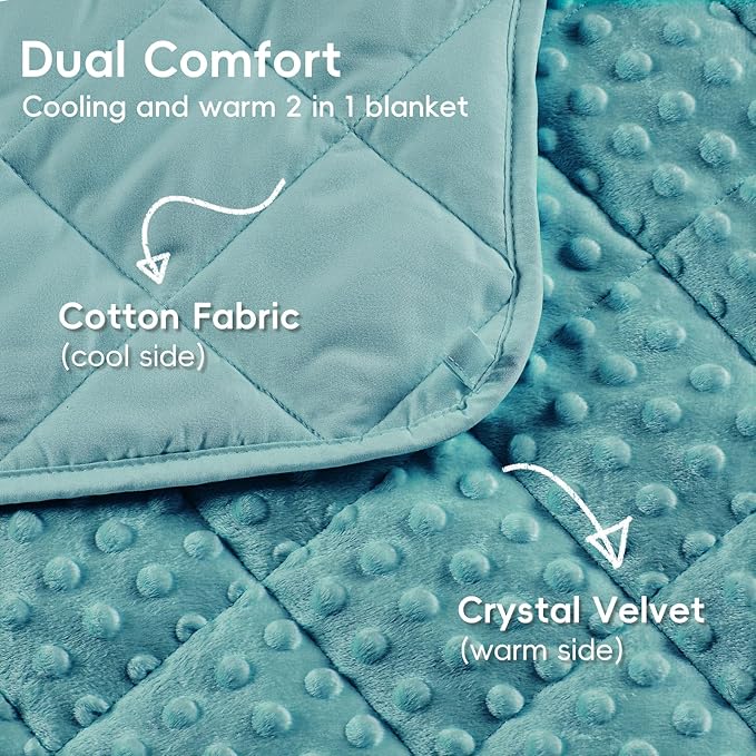yescool Weighted Blanket Kids 7 lb Teal Cooling Weighted Throw Blanket Minky Plush Heavy Blankets Microfiber Small Blankets Fleece Warm Weighted Comforter, 40 * 60in